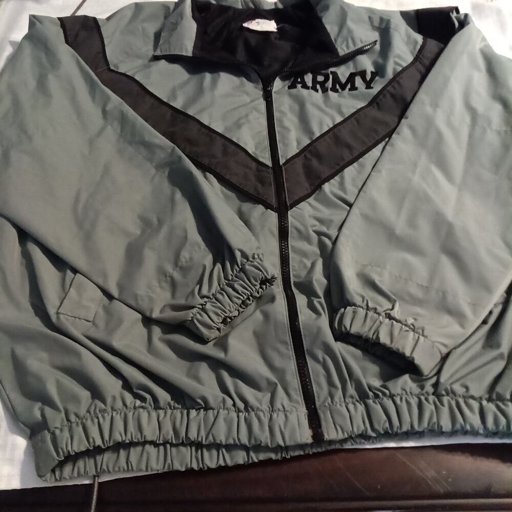 Vintage US Army Mens Size S Gray Military PT Jacket Coat Physical Training